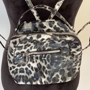 MINI backpack with adjustable straps , gray and black animal print